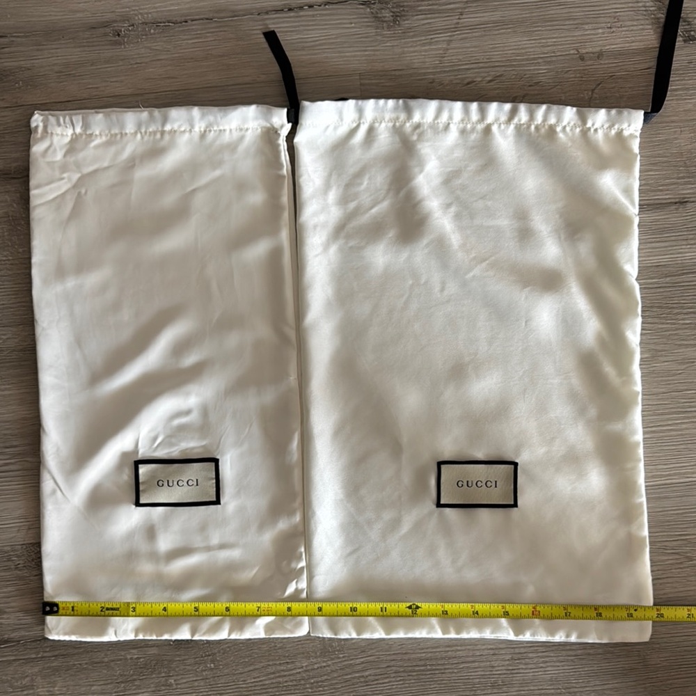 Gucci Cream Dust Bags with Logo- please note 2 different sizes.